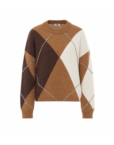 [해외직구] 26 F/W 리우조 아가일 니트 WITH 쥬얼 엠브로이드 WF6184MA15R/L9516 B0012323968