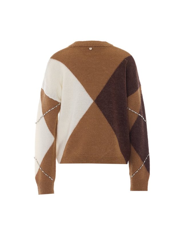 리우조 [해외직구] 26 F/W 리우조 아가일 니트 WITH 쥬얼 엠브로이드 WF6184MA15R/L9516 B0012323968 착용컷