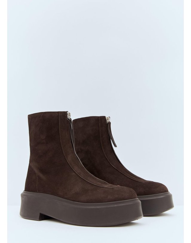 더 로우 [해외직구] 24 F/W 더 로우 스웨이드 지퍼 부츠 F1144-L25-DBR B0111395493 착용컷