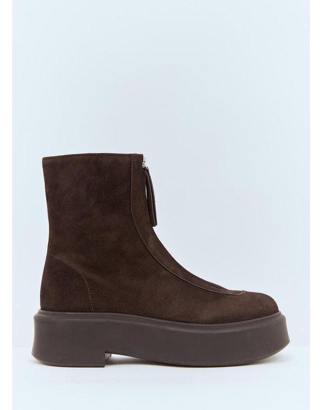 더 로우 [해외직구] 24 F/W 더 로우 스웨이드 지퍼 부츠 F1144-L25-DBR B0111395493 착용컷