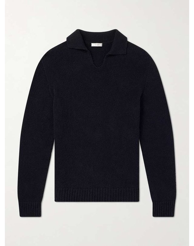 더 로우 [해외직구] 26 F/W 더 로우 KEEGAN 탑 OPENCOLLAR 코튼 & 린넨블렌드 폴로 셔츠 1444-Y1002 B0082033679 착용컷