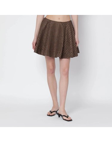 [해외직구] 26 S/S 가니 브라운블랙 깅엄 플레어 미니 스커트 A109007410730-925 B0052321897