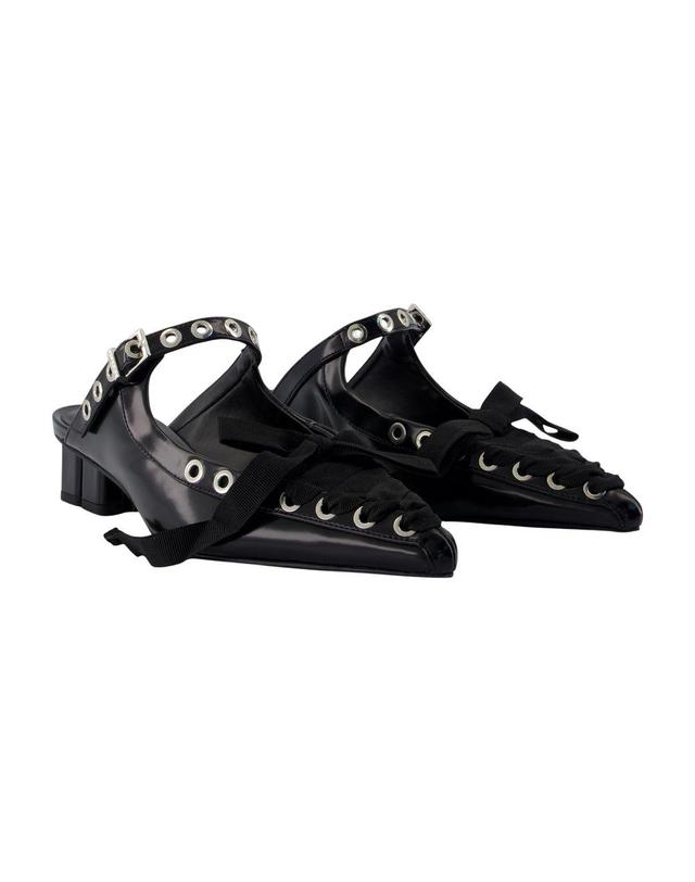 가니 [해외직구] 26 S/S 가니 EYELETS 레이스 업 뮬 GANNI 신세틱 블랙 B1030055-099 B0731922840 착용컷