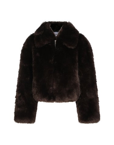 [해외직구] 스탠드 다크 브라운 & OFF-WHITE 페이크 퍼 AYA 자켓 66746946787500 B0482329742