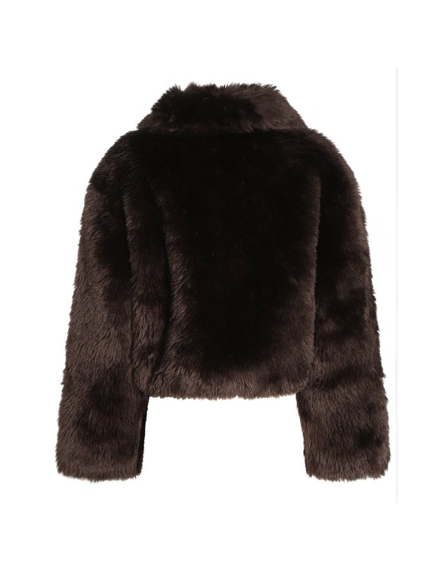 스탠드 [해외직구] 스탠드 다크 브라운 & OFF-WHITE 페이크 퍼 AYA 자켓 66746946787500 B0482329742 착용컷