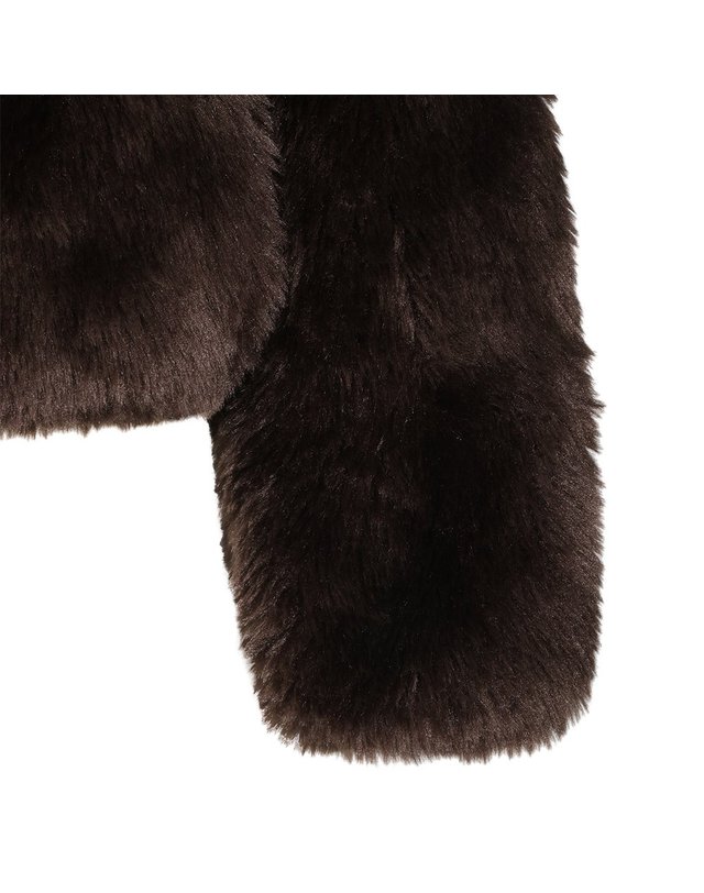스탠드 [해외직구] 스탠드 다크 브라운 & OFF-WHITE 페이크 퍼 AYA 자켓 66746946787500 B0482329742 착용컷