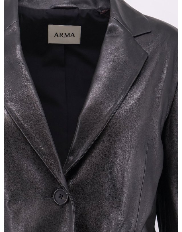 아르마 [해외직구] 아르마 SEMA 싱글브레스트 레더 블레이저 019L266062BLACK B0652363875 착용컷