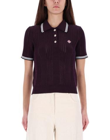 [해외직구] 25 F/W 카사블랑카 코튼 니트 폴로 셔츠 W-AW25-KW-1089_01AUBERGINE B0041816397