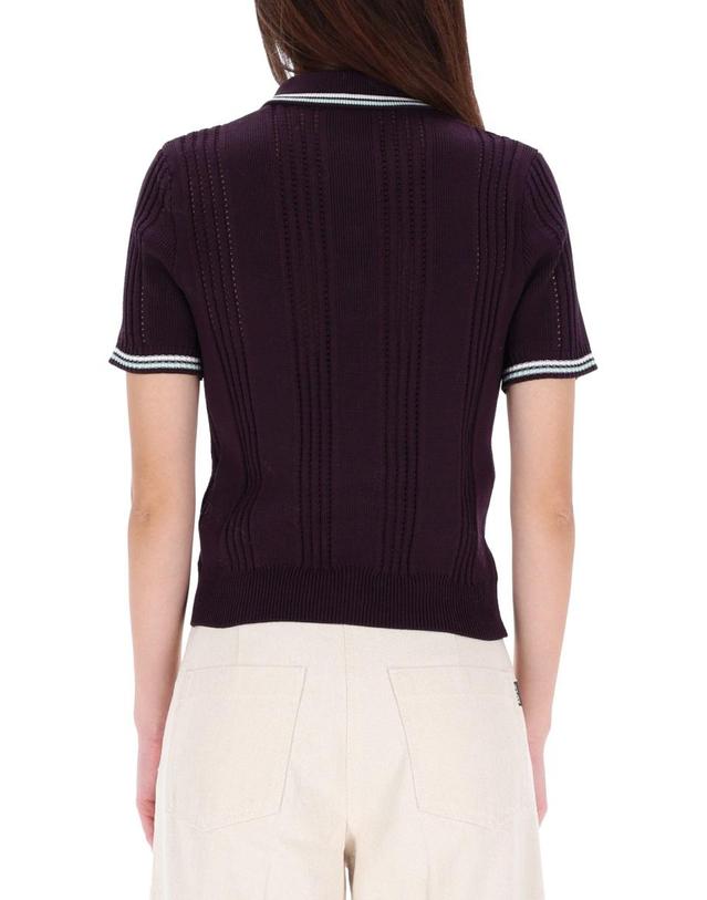 카사블랑카 [해외직구] 25 F/W 카사블랑카 코튼 니트 폴로 셔츠 W-AW25-KW-1089_01AUBERGINE B0041816397 착용컷