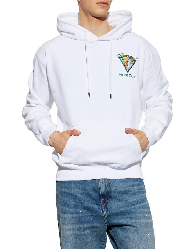 카사블랑카 [해외직구] 카사블랑카 테니스 클럽 엠브로이드 후드 MPF26JTP29201WHITELOOP B0192308523 착용컷