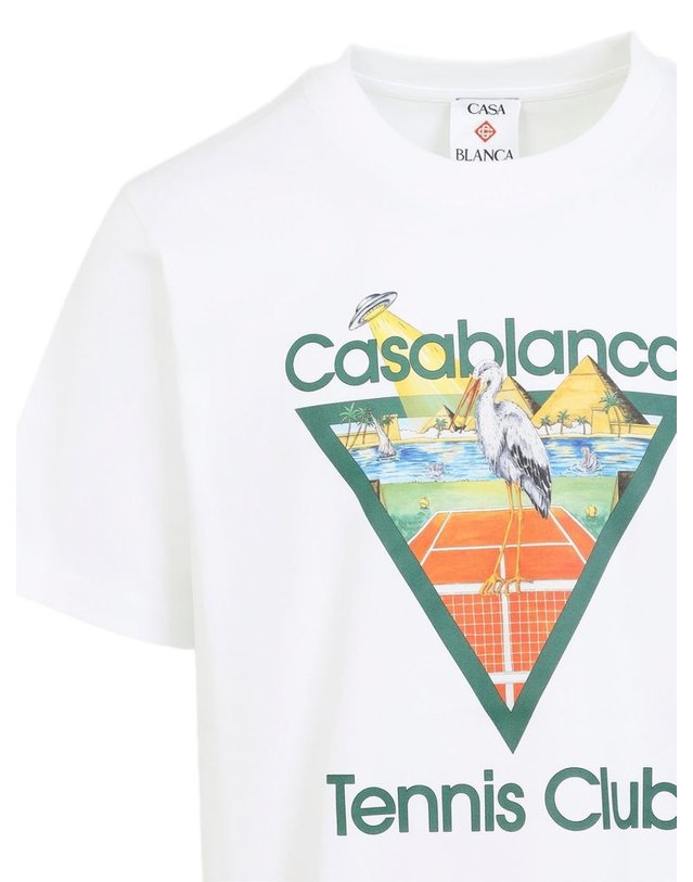 카사블랑카 [해외직구] 카사블랑카 테니스 클럽 프린트 티셔츠 MPF26JTS00103WHITEJERSEY B0192308596 착용컷