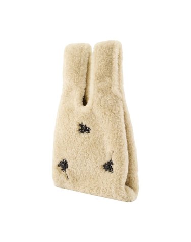 [해외직구] 26 F/W 시몬 로샤 미니 쇼퍼 백 시모네 ROCHA 페이크 퍼 베이지 BAG228B 0834-BLONDE/JET B0732250987