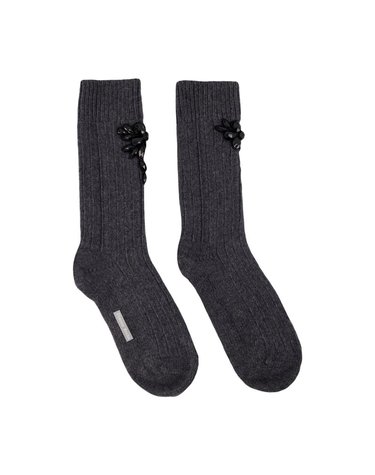 [해외직구] 26 F/W 시몬 로샤 청키 앵클 양말 시모네 ROCHA 울 그레이 SOCK76B 0673-DARK GREY/BLACK/JET B0732305393