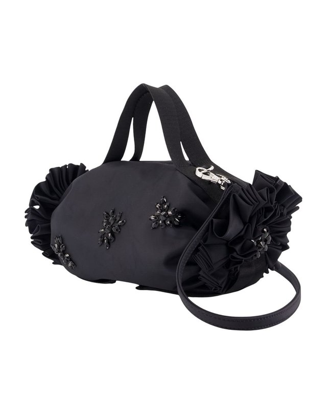 시몬로샤 [해외직구] 26 F/W 시몬 로샤 미니 더블 리본 ROSETTE 지갑 시모네 ROCHA 나일론 블랙 BAG223TB 0761-BLACK/JET B0732175195 착용컷