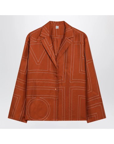 [해외직구] 26 S/S 토템 모노그램 파자마 셔츠 인 TERRACOTTA 실크 241-WRT976FB0089-161 B0052254440