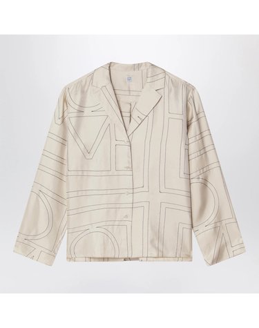 [해외직구] 26 S/S 토템 모노그램 파자마 셔츠 인 아이보리 실크 213-755707-926 B0052254442