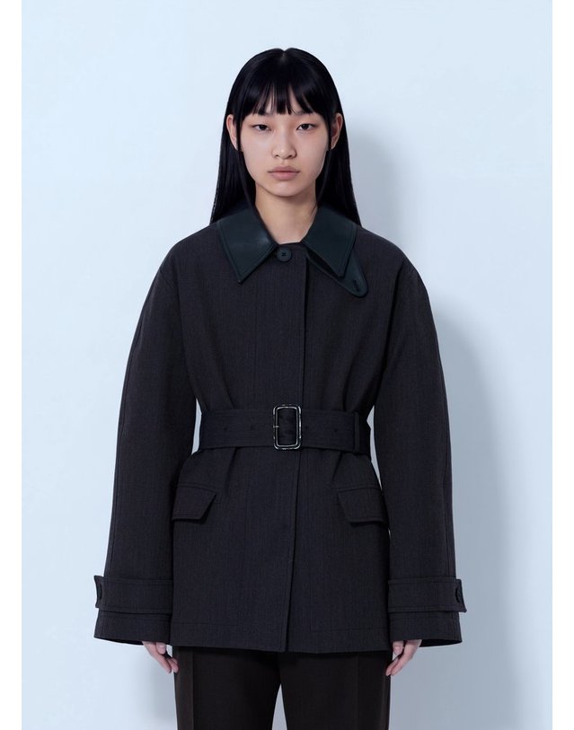 스튜디오 니콜슨 [해외직구] 26 F/W 스튜디오 니콜슨 LURIE 벨트 크롭 자켓 LURIE SNW - 1902 B0112366225 착용컷