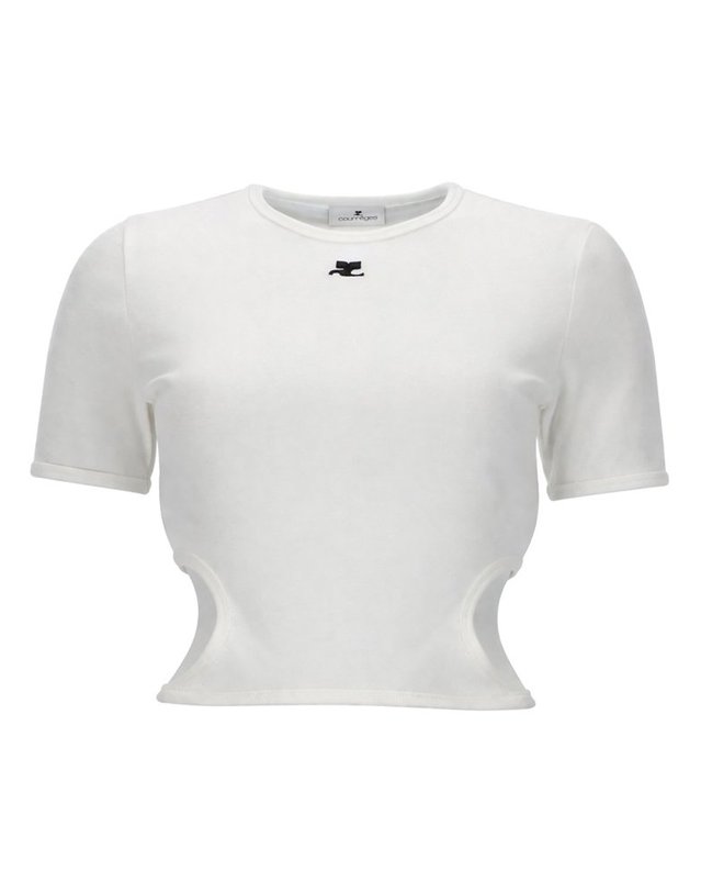 쿠레주 [해외직구] 26 S/S 쿠레주 티셔츠 컷 아웃 콘 로고 226JTS256_JS02030001 B0041989205 착용컷