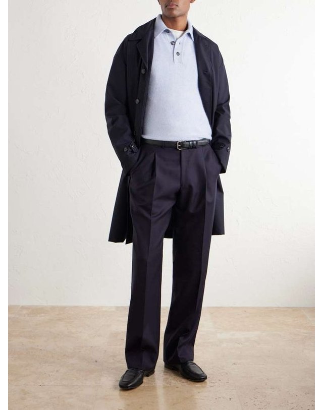 톰 스위니 [해외직구] 톰 스위니 캐시미어 & 실크 폴로 셔츠 AW26-LS_P10-BLU B0082325558 착용컷