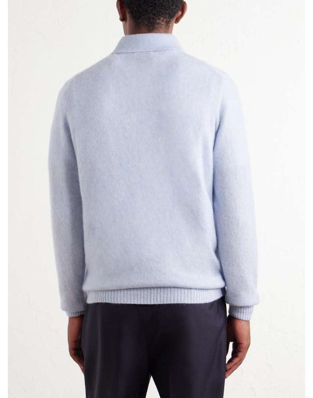 톰 스위니 [해외직구] 톰 스위니 캐시미어 & 실크 폴로 셔츠 AW26-LS_P10-BLU B0082325558 착용컷