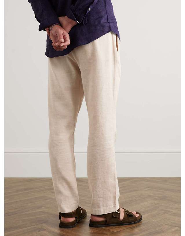 프레스코볼 카리오카 [해외직구] 프레스코볼 카리오카 OSCAR 스트레이트레그 린넨 & 코튼블렌드 드로스트링 트라우저 1240* B0080394978 착용컷