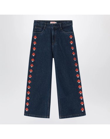 [해외직구] 26 F/W 타이니코튼 다크 블루 진 WITH 엠브로이드 MUSHROOMS (KIDS ) AW26-182DE-U14 B0052268151