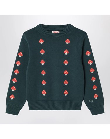 [해외직구] 26 F/W 타이니코튼 다크 그린 코튼 스웨터 WITH 엠브로이드 MUSHROOMS (KIDS ) AW26-101CO-R21 B0052268152