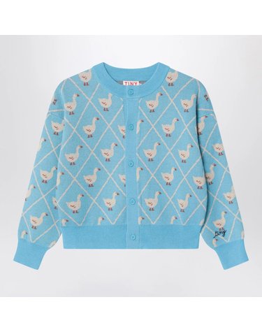 [해외직구] 26 F/W 타이니코튼 라이트 블루 울블렌드 가디건 WITH 구스 패턴 (KIDS ) AW26-088WO-U06 B0052315212
