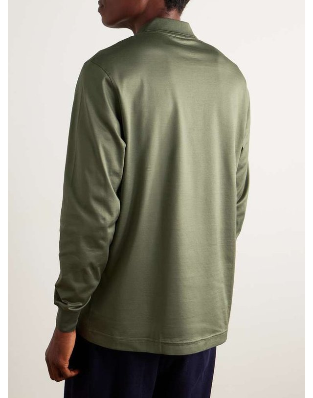 샤르베 [해외직구] 샤르베 COTTONSATEEN 폴로 셔츠 LONG SLEEVE POLO B0082123773 착용컷