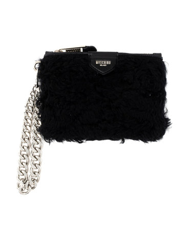 모스키노 퍼 CLUTCH 클러치 체인 파우치 숄더백 가방 블랙 A8444 8213
