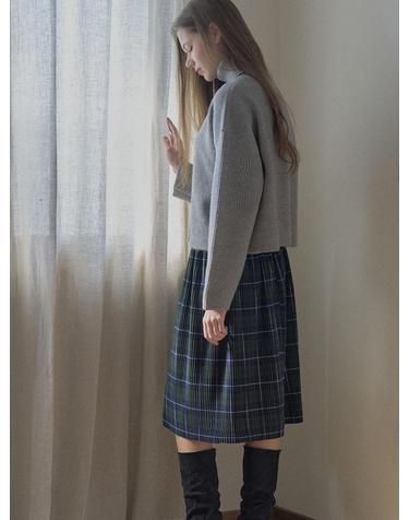 Tartan Check Pleated Midi Skirt - GREEN
