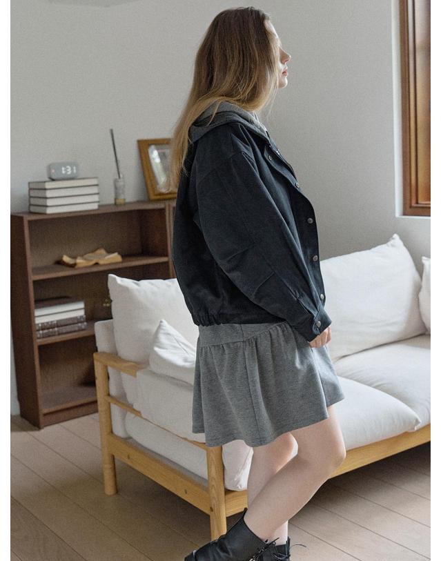 아방 Quilted Liner Hooded Jumper - BLACK 착용컷