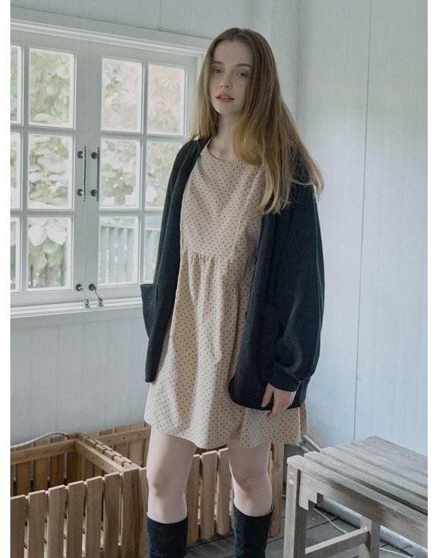 아방 Dot Corduroy Mini Dress - BEIGE 착용컷