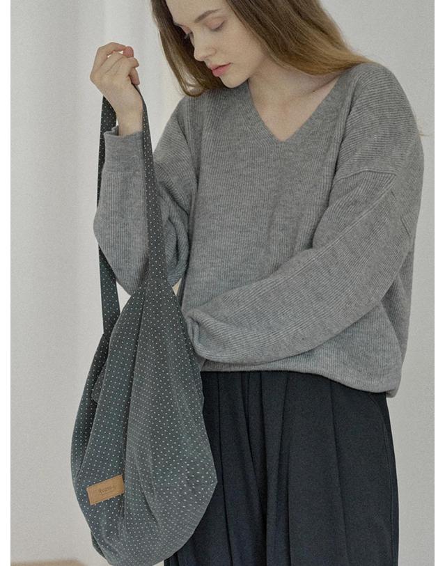 아방 Dot Pattern Eco Bag - DARK GREY 착용컷