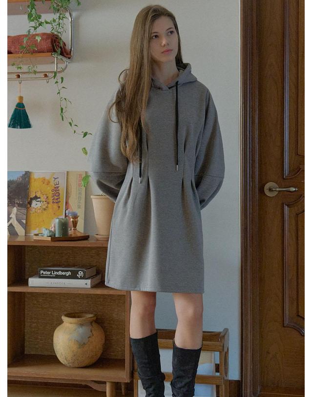 아방 Hood Fit and Flare Mini Dress - CHARCOAL( 기모) 착용컷