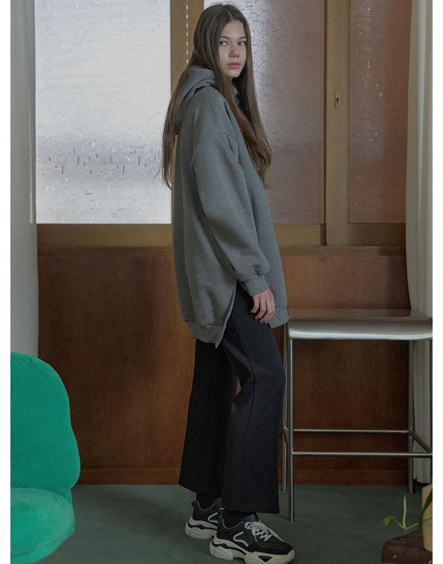 아방 Logo Hooded Long T-Shirt - CHARCOAL (기모) 착용컷