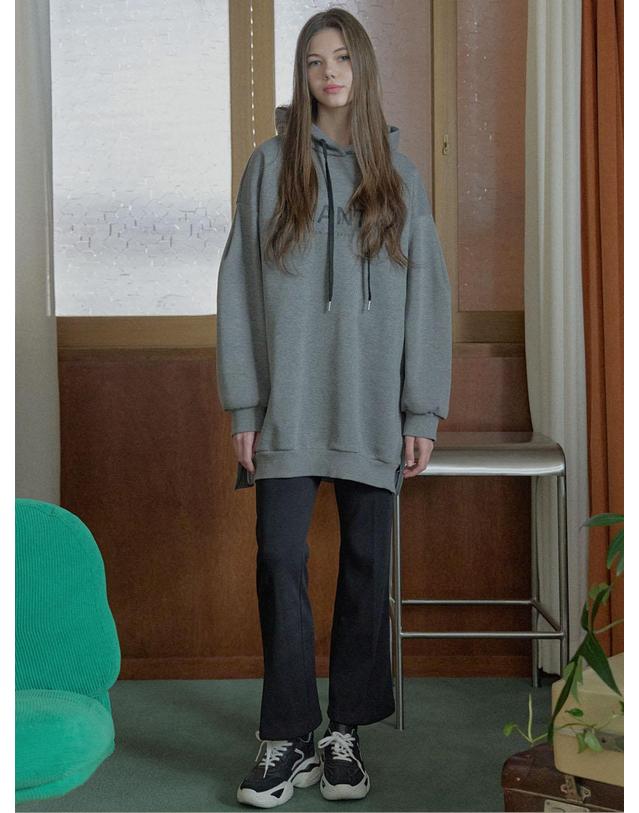 아방 Logo Hooded Long T-Shirt - CHARCOAL (기모) 착용컷