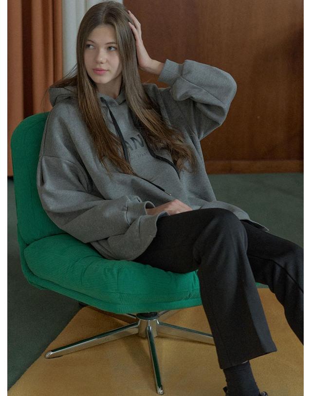 아방 Logo Hooded Long T-Shirt - CHARCOAL (기모) 착용컷