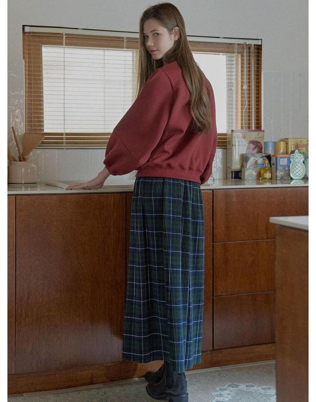 아방 Tartan Check Pleated Maxi Skirt - GREEN 착용컷