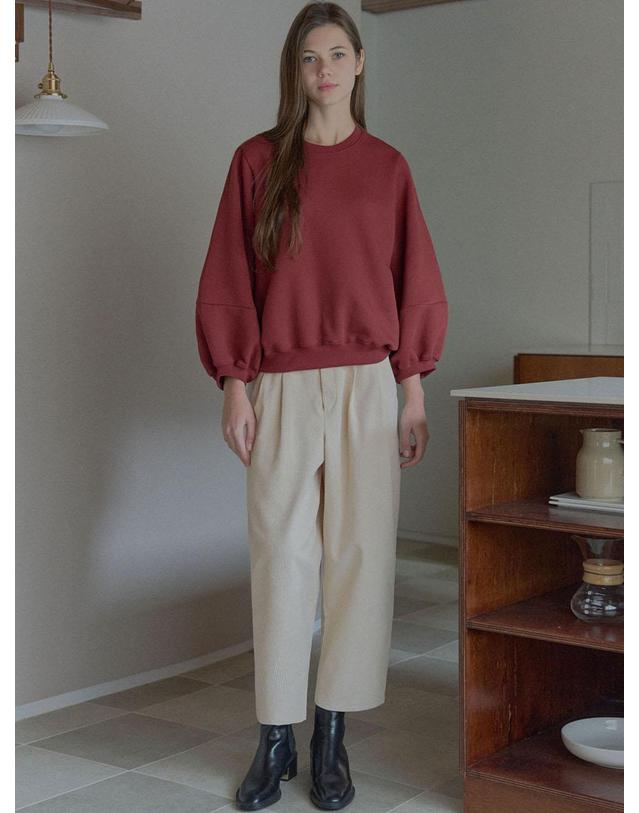 아방 Corduroy Crop Banding Pants - CREAM 착용컷