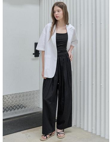 Linen Overfit Basic Tailored Jacket - White