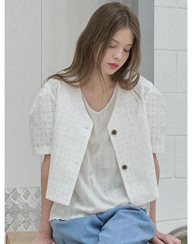 Lace Puff Blouse Jacket - IVORY