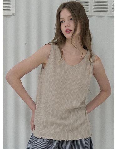 Knit Sleeveless Top - BEIGE