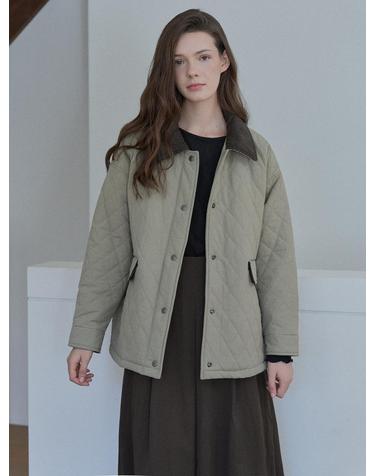 Diamond Quilted Safari Jacket - BEIGE