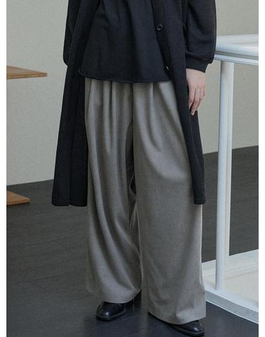 Corduroy Banding Wide Pants - MOCHA