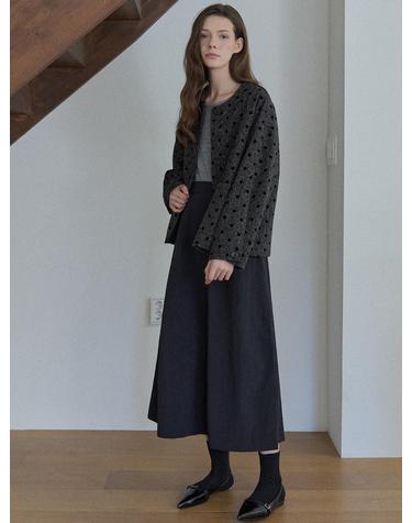 Waistband Volume Maxi Skirt - BLACK