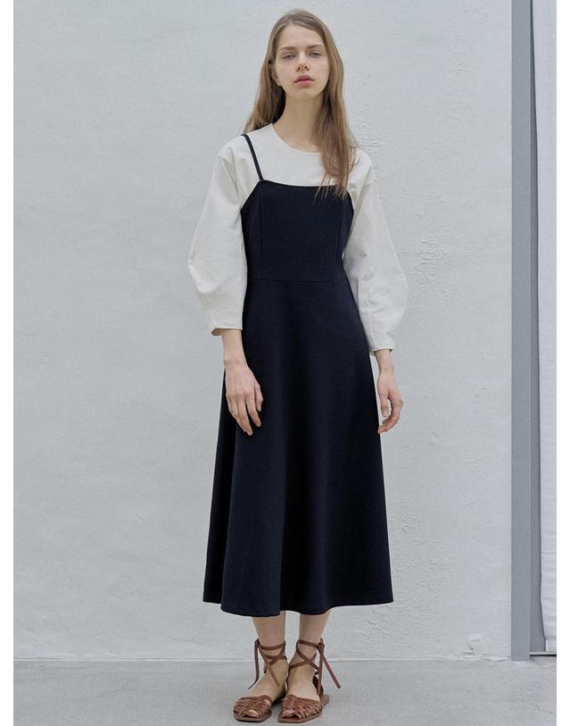 아방 Navy Sleeveless A-line Long Dress - NAVY 착용컷