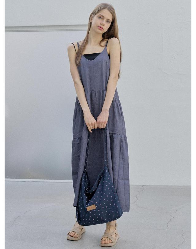 아방 Heart Pattern Eco Bag - NAVY 착용컷