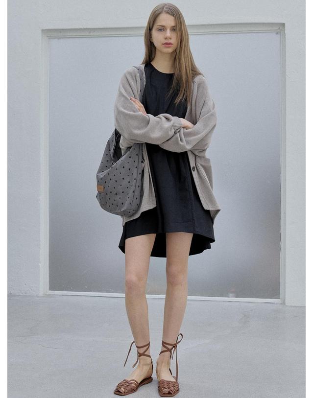 아방 Heart Pattern Eco Bag - GREY 착용컷