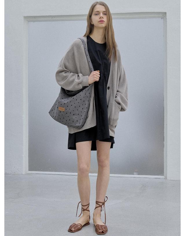 아방 Heart Pattern Eco Bag - GREY 착용컷